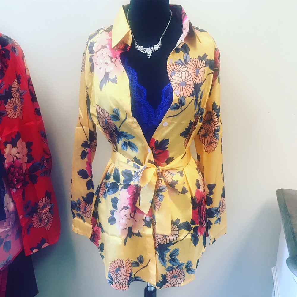 Satin Flower Print Blouse